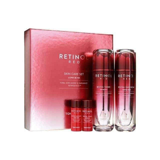 Tonymoly Retinol Red Skin Care Set
Retinol Red Revital Toner 120ml + 20ml
Retinol Red Revital Emulsion 120ml + 20ml